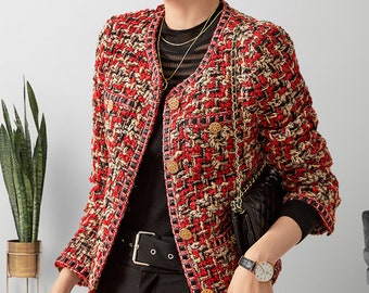 DIY red Chanel tweed jacket 