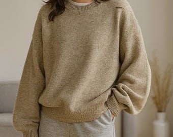 Oversized Polyester Sweater | Minimalist Neutral Pullover