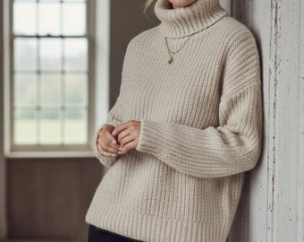 Oversized Turtleneck Sewing Pattern | Beginner Friendly Chunky Pdf Sweater Pattern