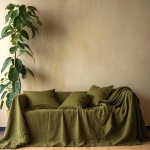 Natural Linen Sofa Cover: Bohemian Farmhouse Style
