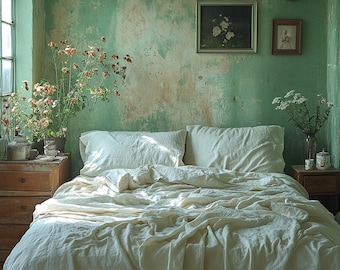 Organic Linen Bedding Set: King Size Sheets & Pillowcases