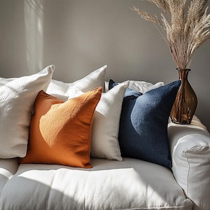 Linen Decorative Pillow Cover, Throw pillow Cushion Cover, Organic Linen Boho pillow Case