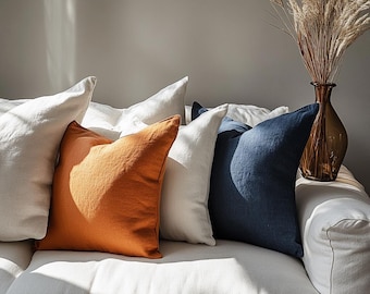 Linen Decorative Pillow Cover, Throw pillow Cushion Cover, Organic Linen Boho pillow Case