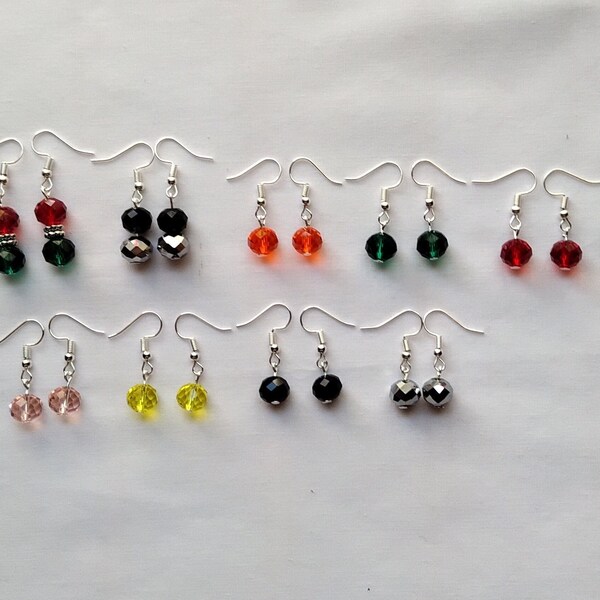 Beaded Earrings, Handmade, Bead Earrings, Glass Crystal Bead Dangle Drop Earrings, Lightweight, Simple, Gift, Boho, Minimal, Mod