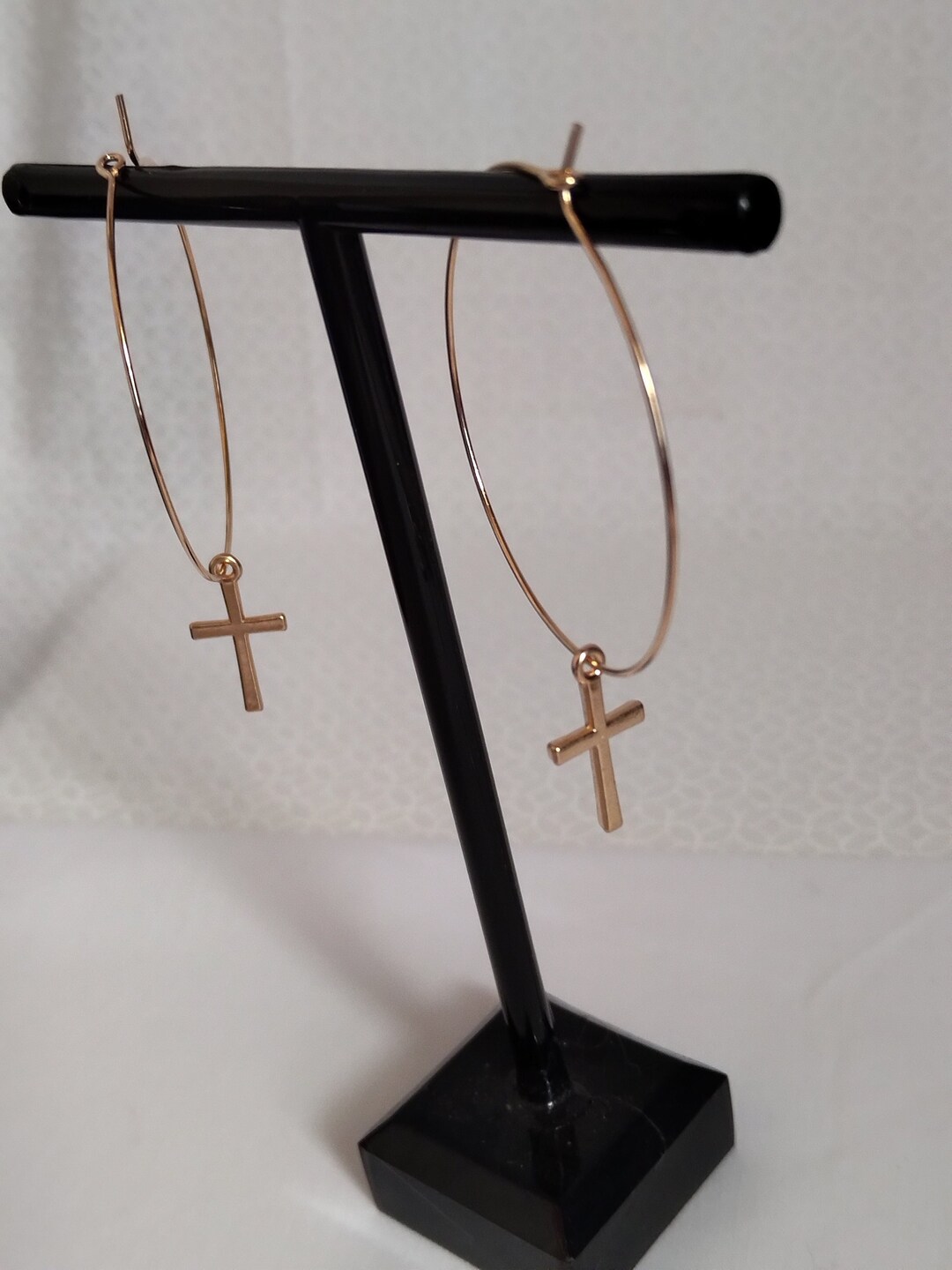 Gold Cross Hoop Earrings, Cross Hoops, Hoop Earrings, Gold Cross Hoops, Hoops, Gifts Under 15