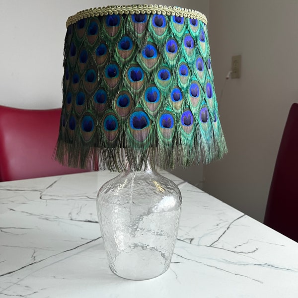 Peacock feather lamp