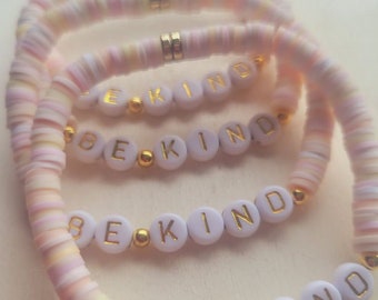 Handmade Beaded Bracelet Be Kind Jewelry Stackable Stretch Bracelet Gift for Her