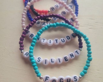 Focus Word Bracelets, Motivational Jewelry, Customized Gifts, Bulk Teacher Gift