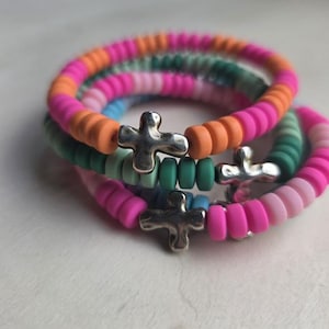 Cross Beaded Bracelet, Religious Gift, Easter, Bible Study, Youth Group
