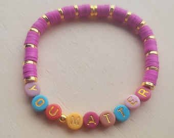 YOU MATTER Beaded Bracelet, Mental Health Awareness, Word Bracelet
