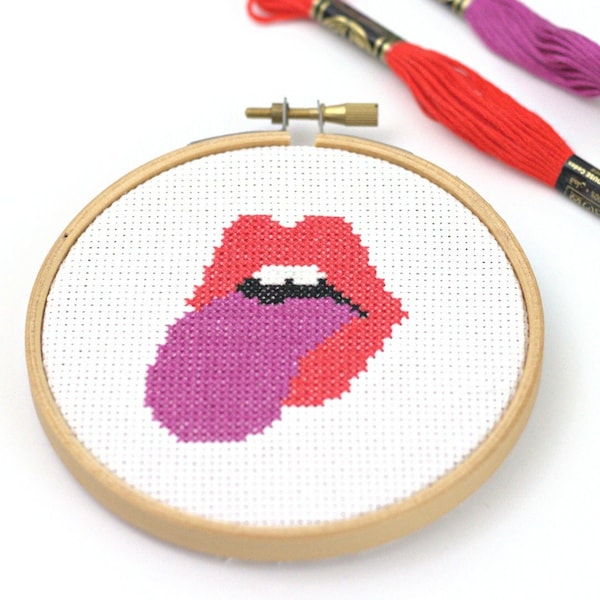 Sassy Cross Stitch Preppy Dorm Room Tongue Out PDF Pattern