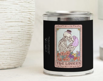 The Lovers Tarot Card Candle, 16oz Soy Wax Candle, Witchy Gifts, Occult Gifts, Tarot, Occult Decor, Witchy Candles, Gothic Wedding