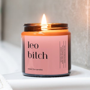 Leo Bitch Birthday Candle, Funny Leo Birthday Gift, 9oz Soy Wax Candle, Leo Star Sign, Astrology Gift, Funny Leo Candle, BFF Gift