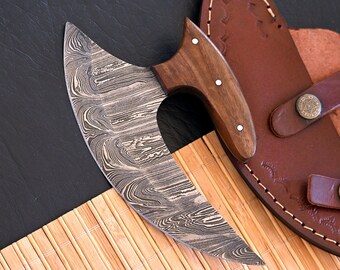 Damaststahl Ullu Messer mit Holzgriff, FD 111