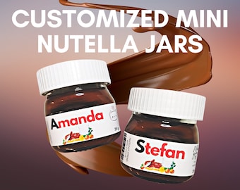 angepasste Nutella | Personalisiert mit Namen oder Firmen Name oder Spruch - Mini Glas (25 gramm) - Perfekt für Hochzeitsgeschenke