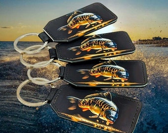 Angler Schlüsselanhänger Karpfen Carpfishing Carp Fotodruck Geschenk für Angler Gluecksfish