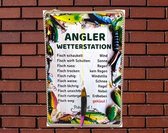 Angler Wetterstation Geschenk für Angler Anglergeschenkidee fishing angeln Gluecksfish