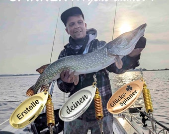 Angelköder Kunstköder Spinner Raubfischköder mit Wunschgravur Anglergeschenk Geschenk für Angler Zander Hecht Barsch Gluecksfish