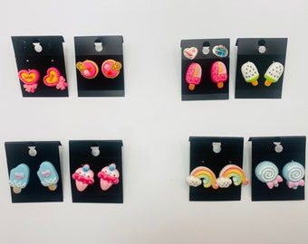 Cute Stud Earrings, Ice Cream Earrings, Candy Earrings, Cake Earrings, Rainbow Earrings