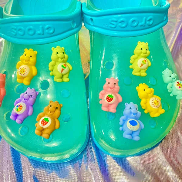 Care Bears, Cute, 90s, Grumpy, Funshine, Cheer, Harmony Bear, Crocs, Shoe Charms, Friends, Gift Ideas, Fun for all ages.