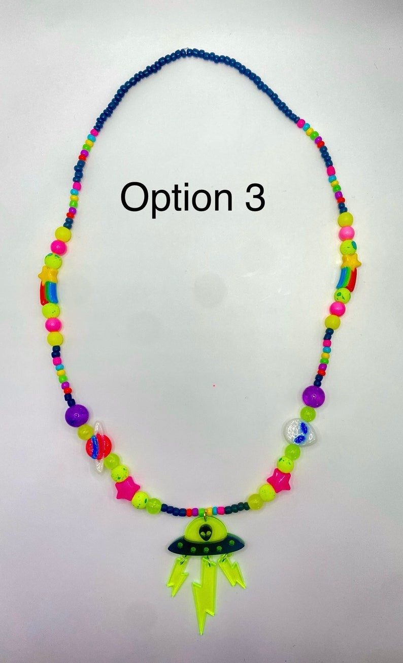 Alien Beaded Necklace: UFO Rave Jewelry - Etsy