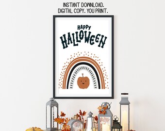 Happy Halloween Printable Sign - Halloween Printable - Instant Download - Digital Print - Halloween Wall Art - Halloween Decorations