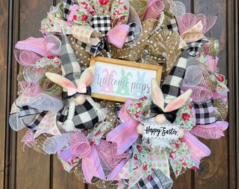 Eater Wreath, Bunny Gnomes, Easter Decorations, Door Decor, Door Hanger