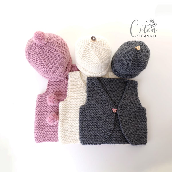 Tuto Tricot Layette Gilet Bonnet de Berger Coton d'Avril