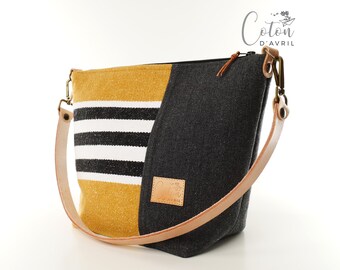 Artisanal handbag | shoulder bag | high end | fabric leather handles | GARLABAN Marin