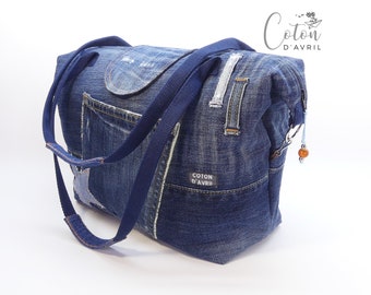 Sac à main jean recyclé bleu délavé | port épaule | pièce unique | D20JEAN