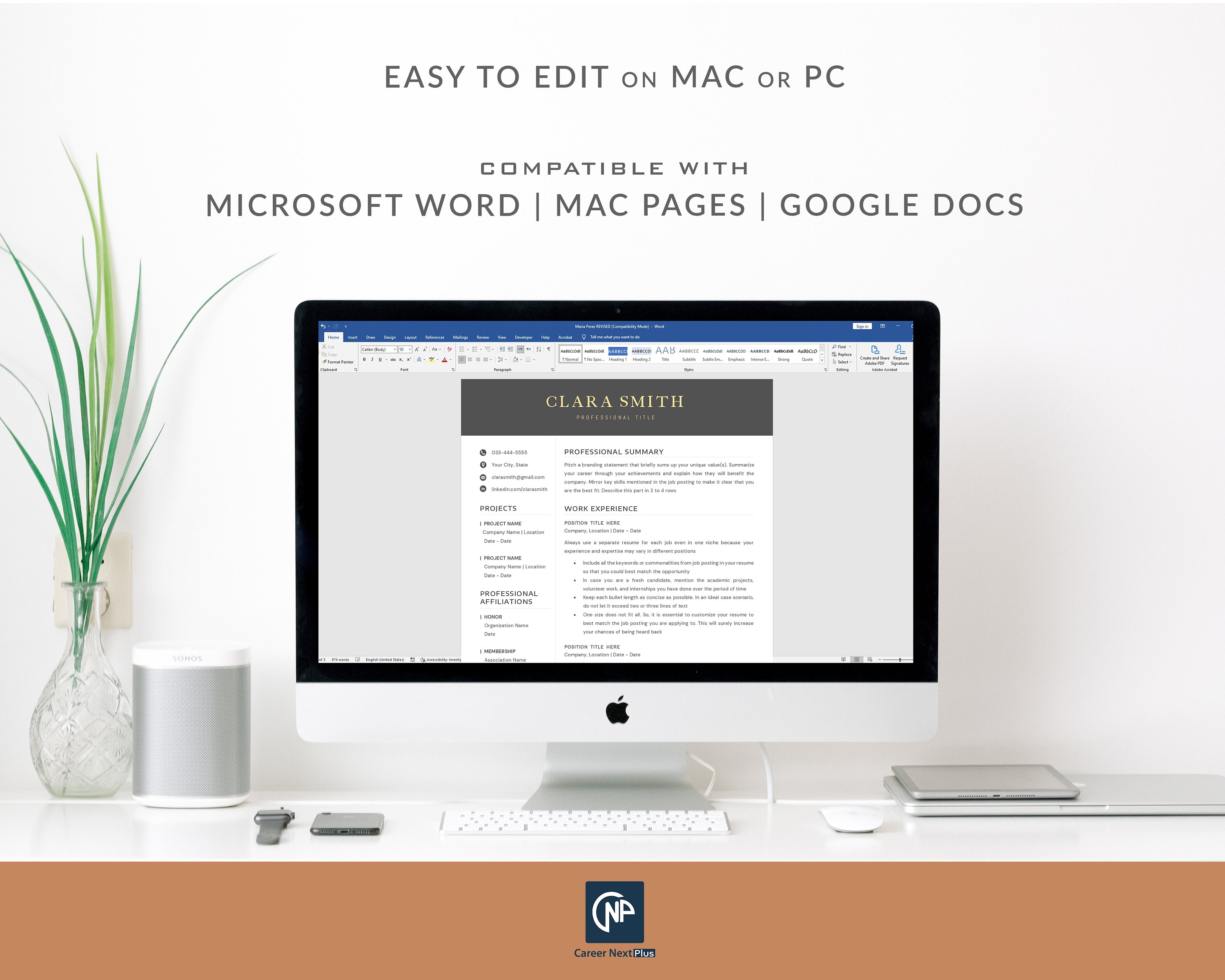 CV Template Modern Executive Resume Template Microsoft Word & Pages ...