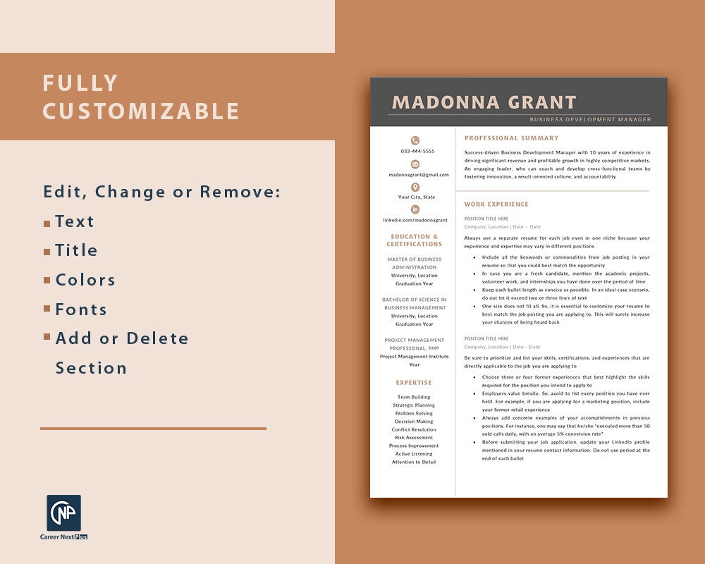 Modern Executive Resume Template, CEO Resume Template for Word, Google ...