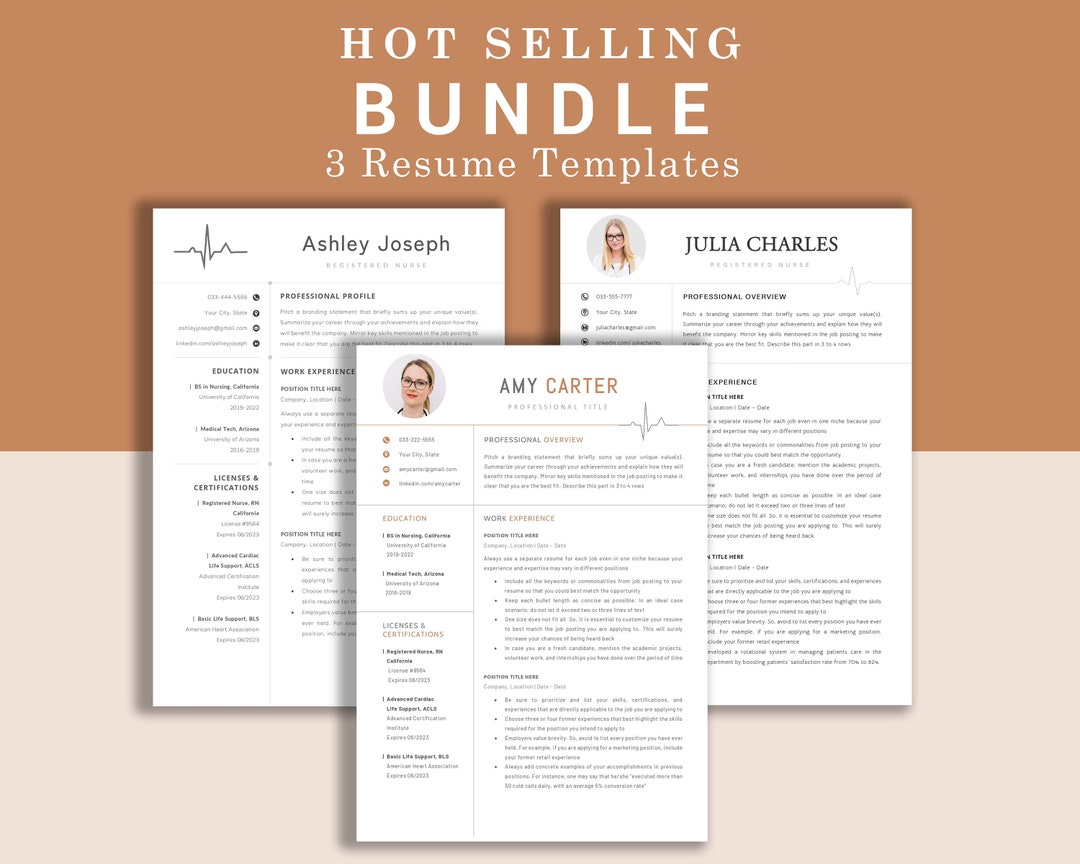 Bundle Resume Template Word Nurse Resume Google Docs CV Pages Resume ...