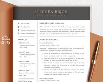 Modern Professional CV Template Google Docs, Executive Resume Template Microsoft Word, Apple Pages Resume and Cover Letter Template Resume