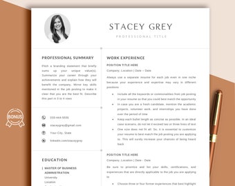 Resume Template, Professional Resume Template Word & Mac Apple Pages, Resume With Photo, Clean Modern Executive CV Template Google Docs 2023