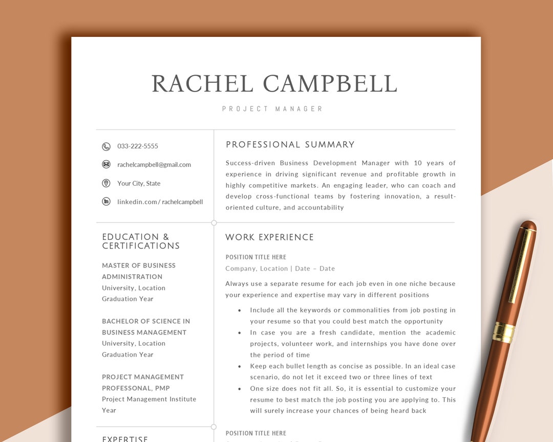 Executive Resume Template Google Docs Resume Template Word - Etsy
