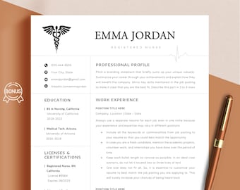 Modern verpleegkundig CV-sjabloon Verpleegkundige, Geregistreerd verpleegkundige CV-sjabloon Nursing Student, RN CV-sjabloon Arts CV, Doctor CV-sjabloon