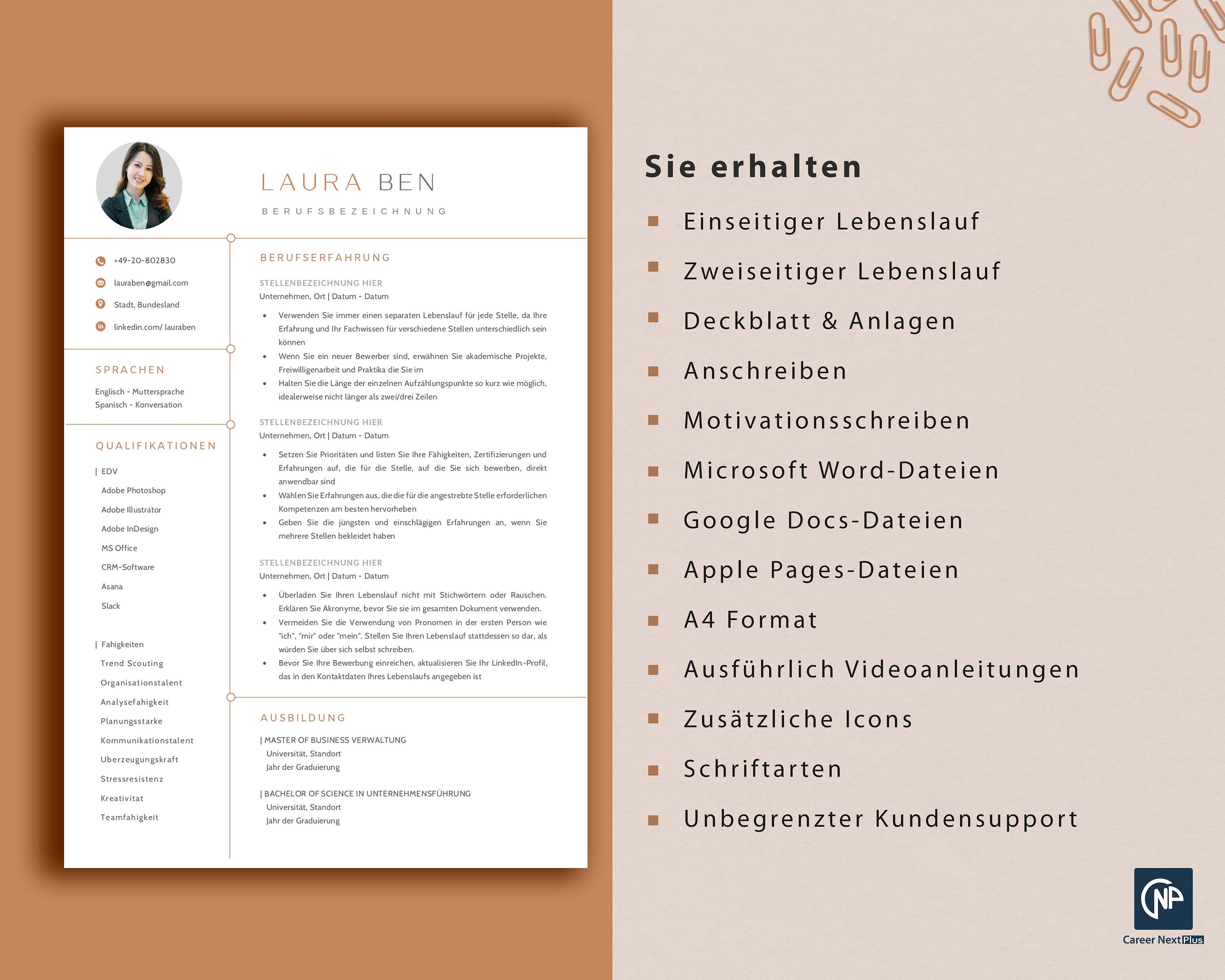 Lebenslauf Vorlage Für Word, Google Docs & Pages, Lebenslauf Vorlage
