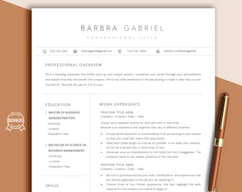 Clean Resume Google Docs, Modern Resume Template Word, Pages Resume Executive CV Minimalist, Simple Resume CV Template Professional 2023