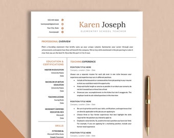 Teacher Resume Template Google Docs Resume Template Word Professional Apple Pages Resume W/ Cover Letter Education Teaching Resume Principal