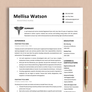Professional Resume Template Nurse Google Docs, Word & Pages, Registered Nurse Resume, Physician CV Template, CNA Resume Template Medical