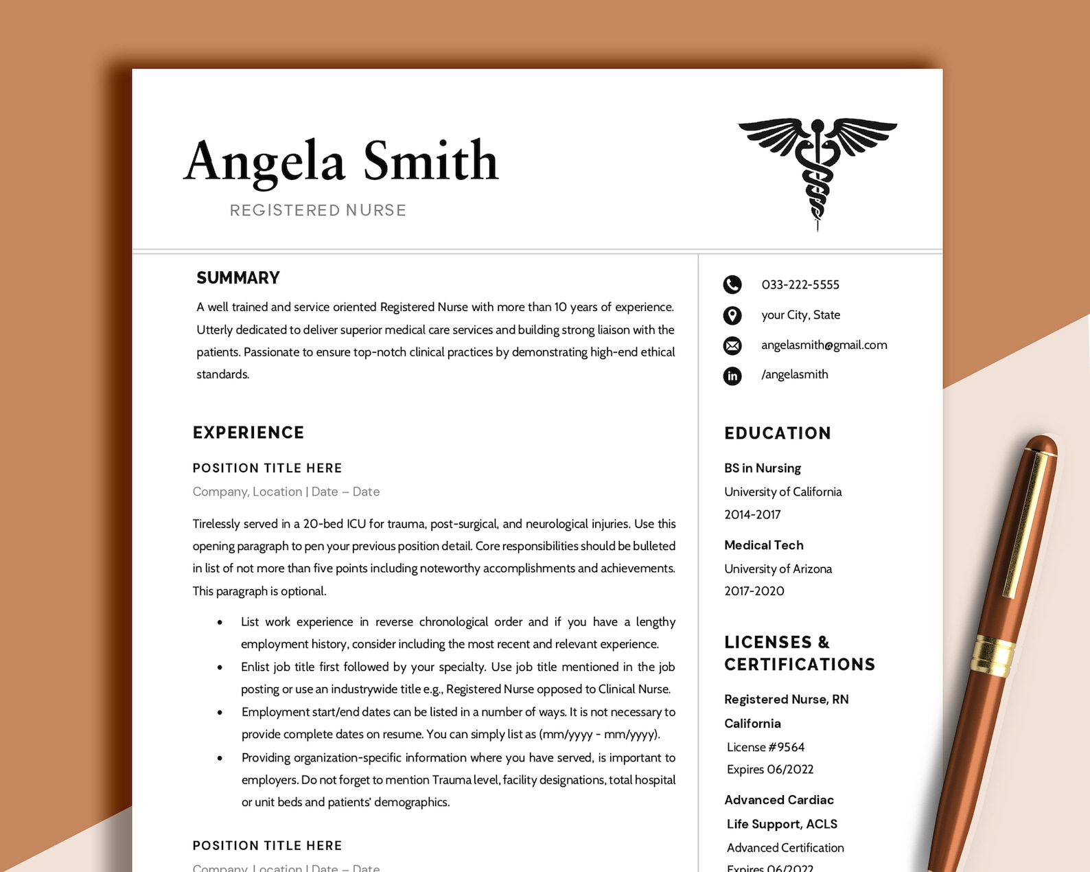 Nurse Resume Template Google Docs, Word & Pages, RN Resume Template ...