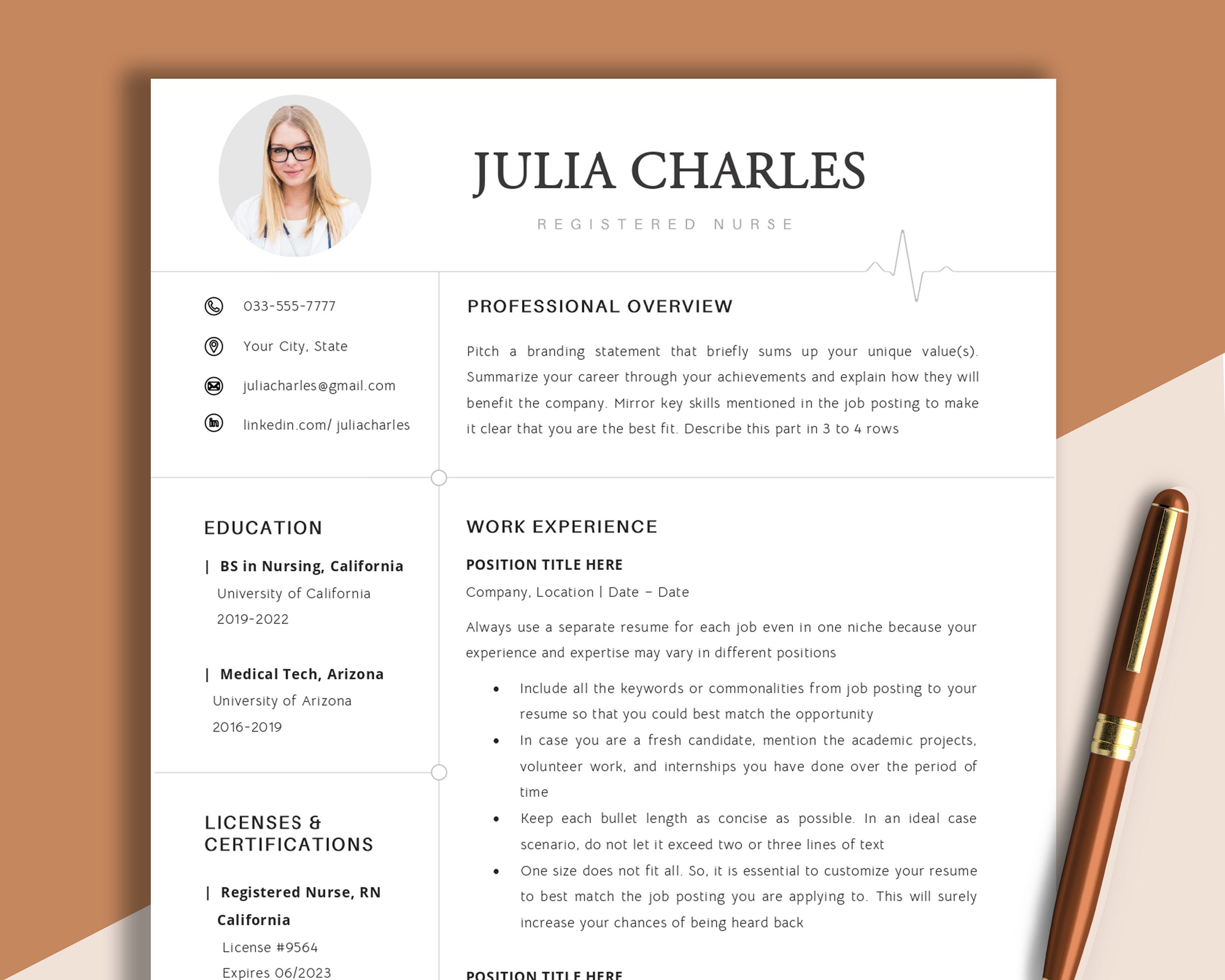 Nursing Resume Template RN Nurse Resume Professional Nurse Etsy Nursing Resume Template RN Nurse Resume Professional Nurse Etsy