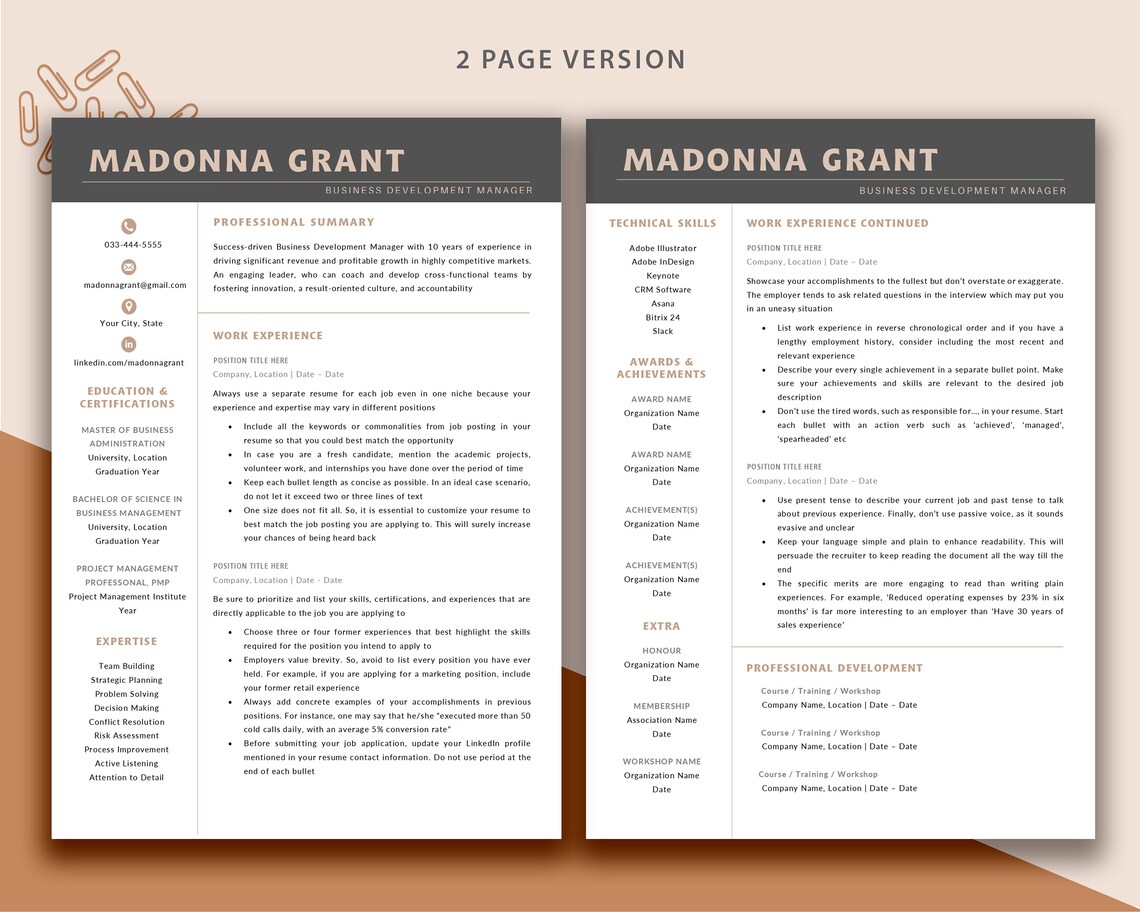 Modern Executive Resume Template, CEO Resume Template for Word, Google ...