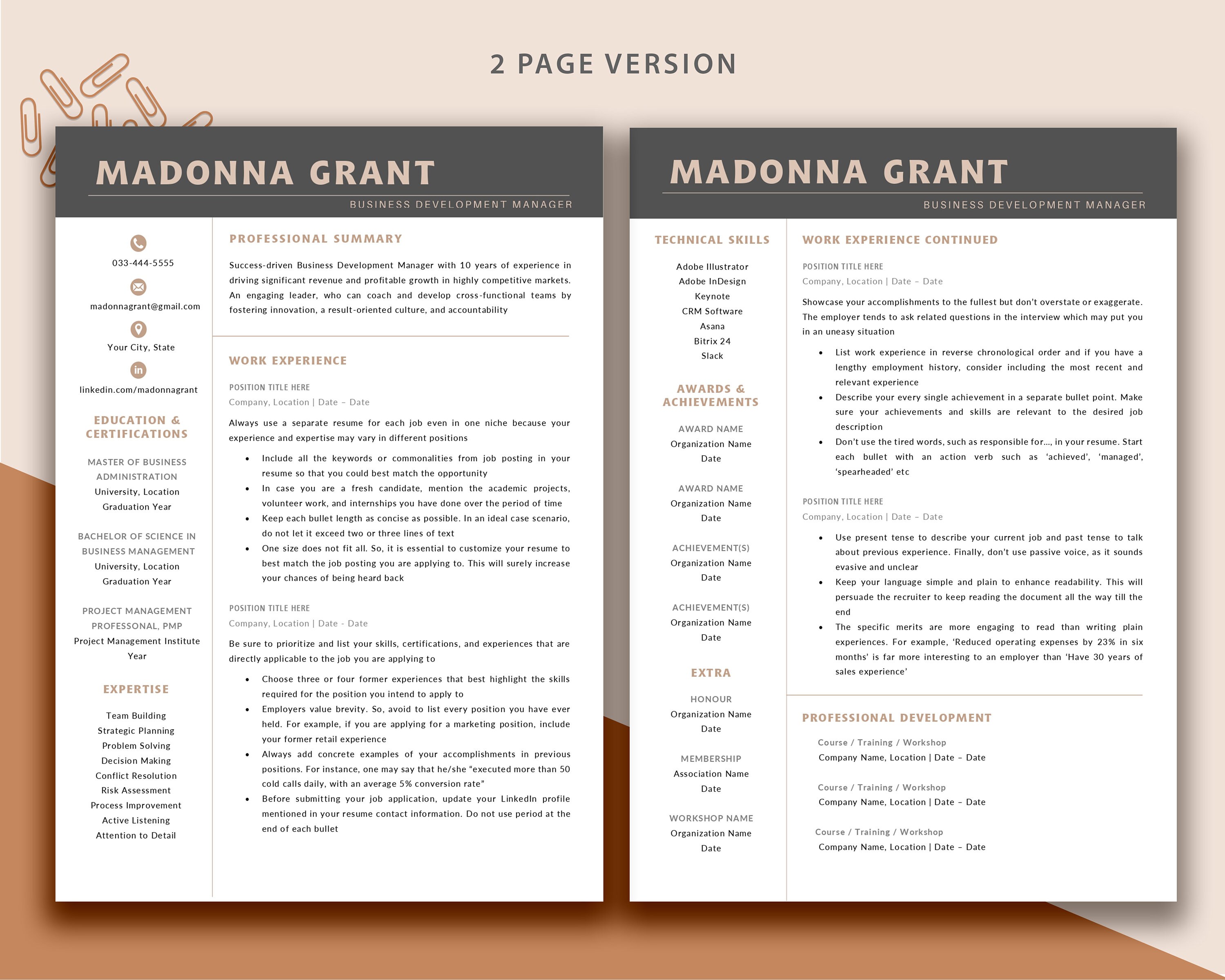 Modern Executive Resume Template, CEO Resume Template for Word, Google ...