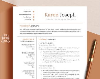 Teacher Resume Template Word, Pages, Google Docs, Teaching Resume, CV Resume Template, Professional Resume Template, Teaching Resume