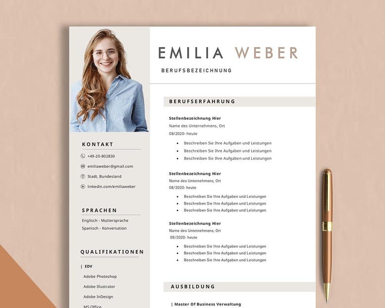 May include: A resume template with a professional design. The template includes sections for contact information, skills, experience, and education. The template is designed to be easy to read and visually appealing.