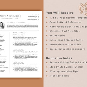 CV Template Photo Resume Template Word Resume Google Docs & Pages Resume Template With Picture Modern Executive Resume Professional 2023 image 4