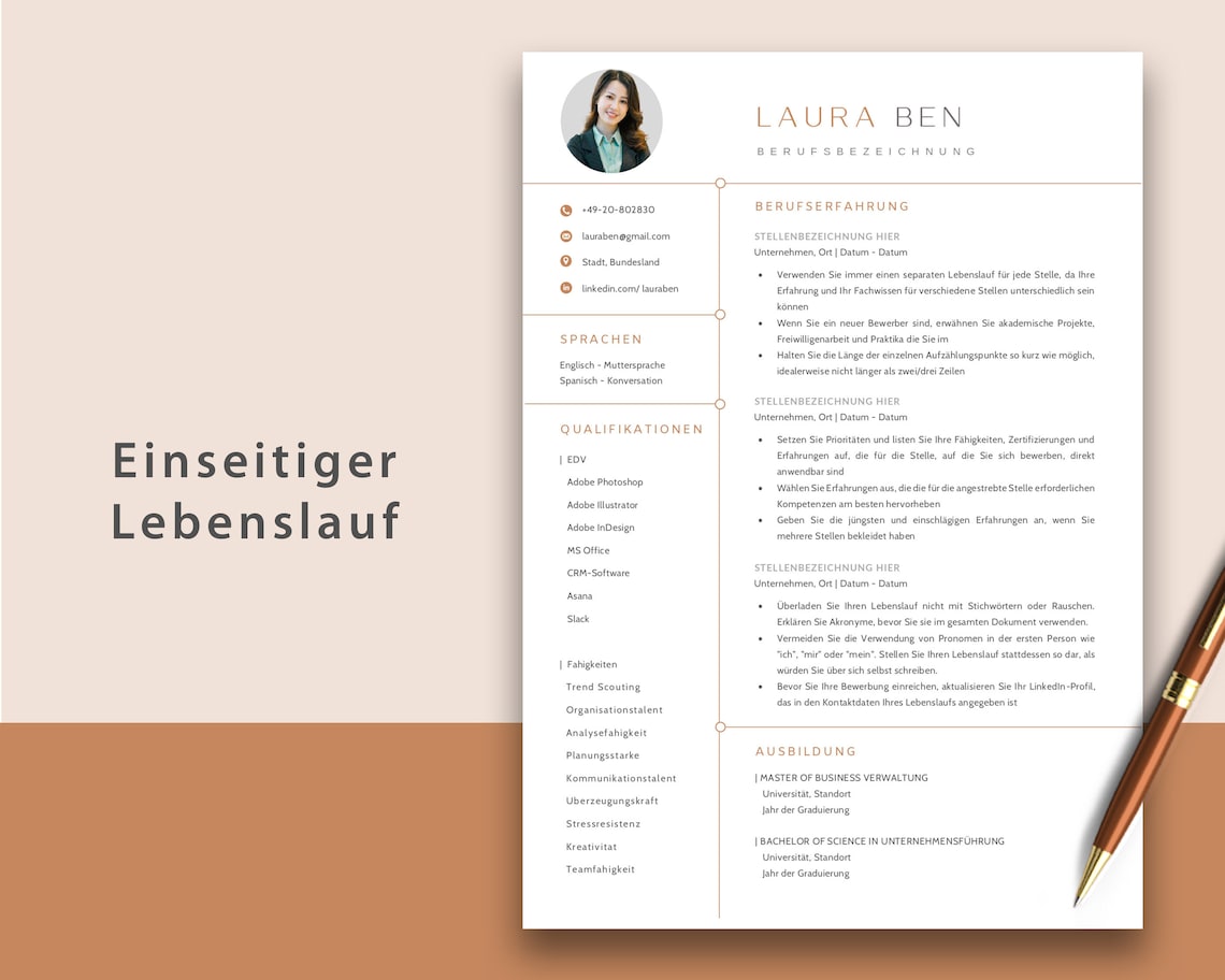 Lebenslauf Vorlage Für Word, Google Docs & Pages, Lebenslauf Vorlage