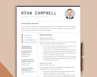 Word Resume Template, Resume Template with Photo, Professional Resume Template, CV Template with Photo, Sorority Resume, Resume with Photo